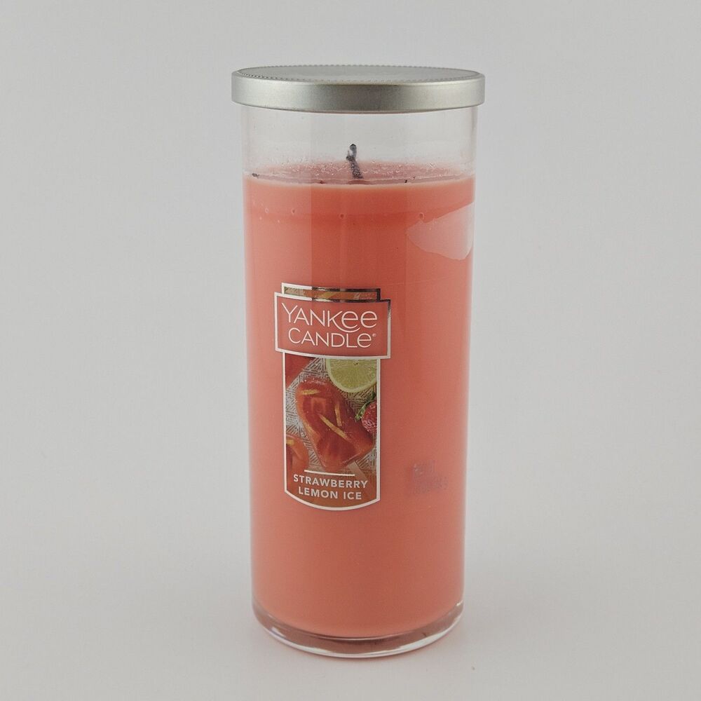 Yankee Candle Strawberry Lemon Ice 20 oz Single Wick Pillar Jar Candle Retired